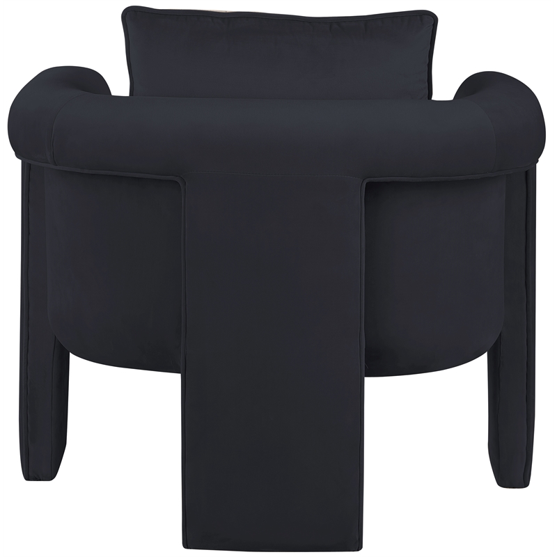 Bowery Hill Contemporary Soft Black Velvet Accent Chair with Curved Arms