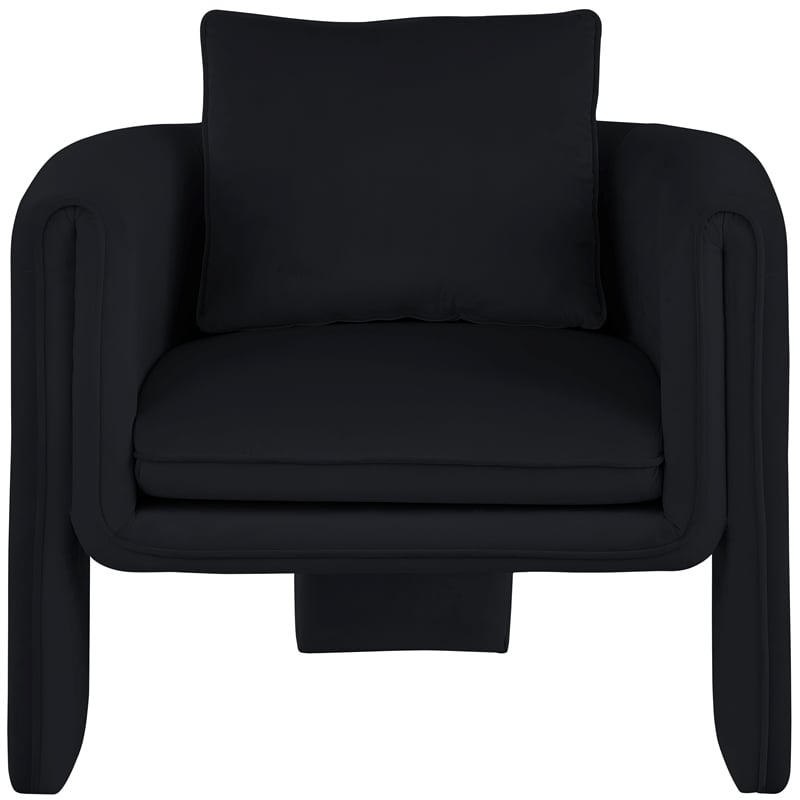 Bowery Hill Contemporary Soft Black Velvet Accent Chair with Curved Arms