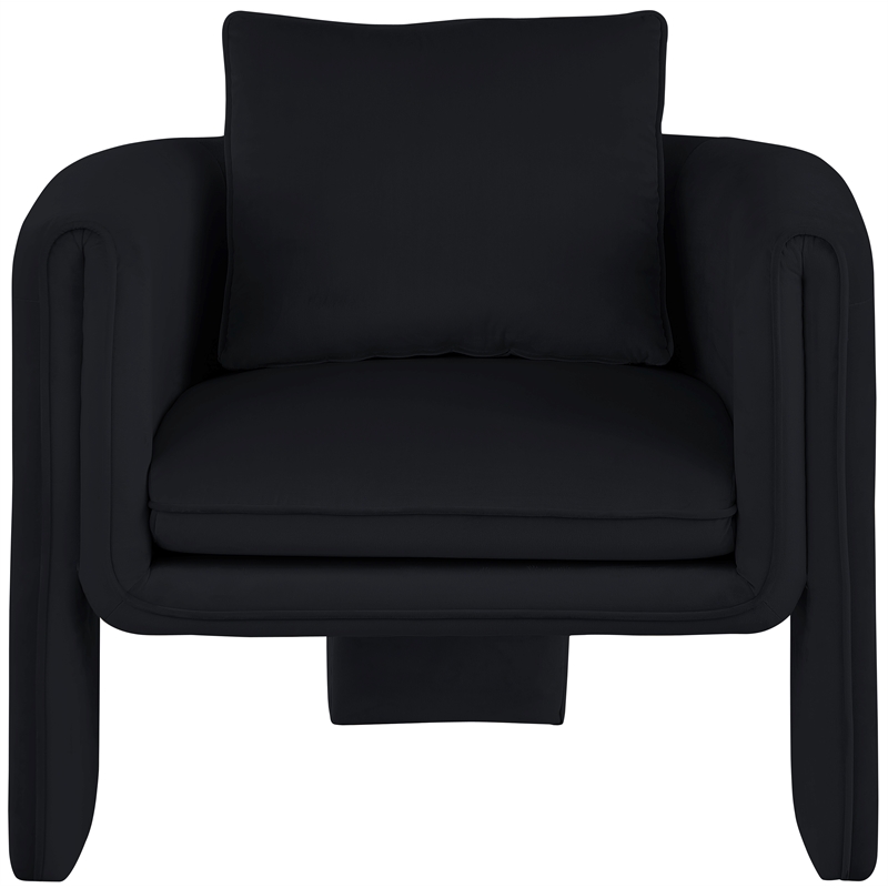 Bowery Hill Contemporary Soft Black Velvet Accent Chair with Curved Arms