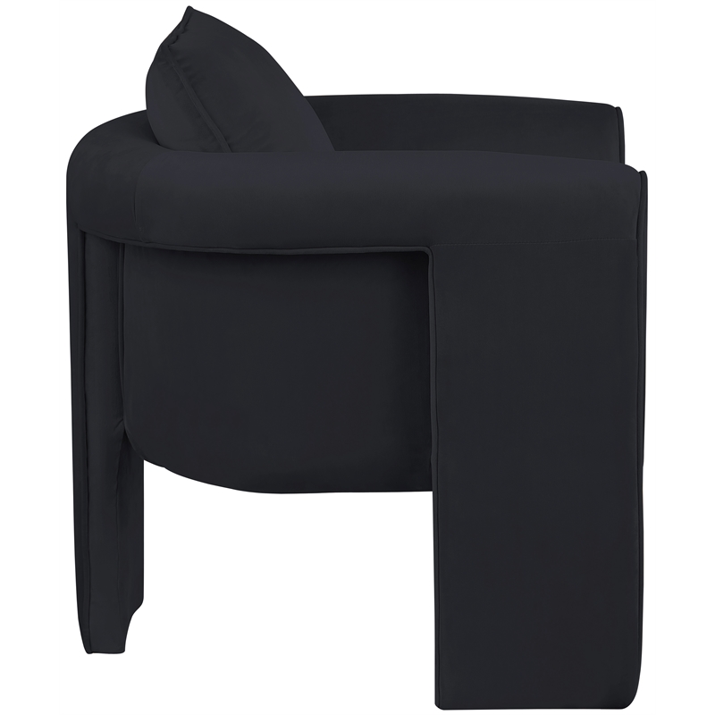 Bowery Hill Contemporary Soft Black Velvet Accent Chair with Curved Arms