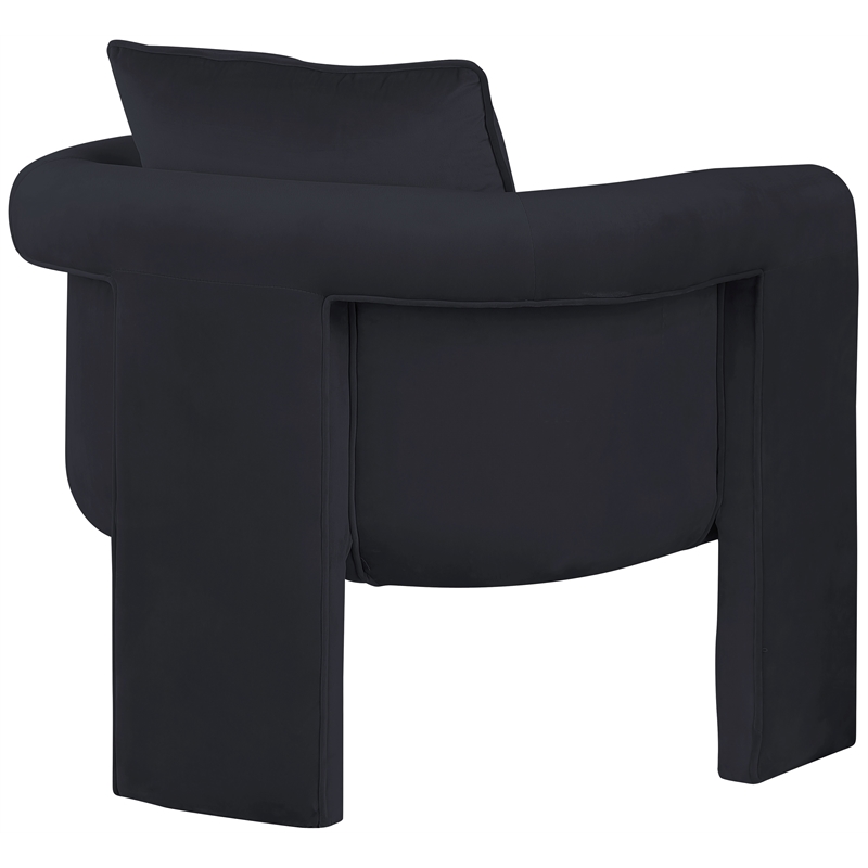 Bowery Hill Contemporary Soft Black Velvet Accent Chair with Curved Arms
