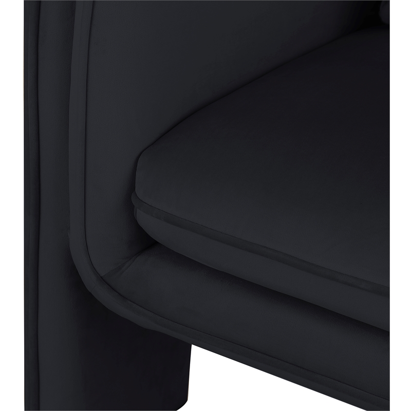 Bowery Hill Contemporary Soft Black Velvet Accent Chair with Curved Arms