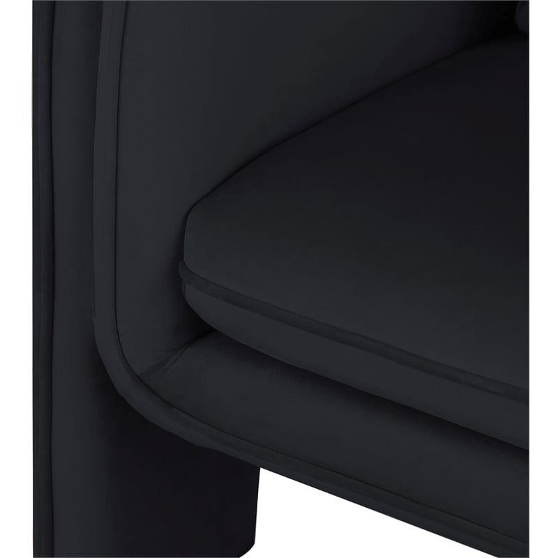 Bowery Hill Contemporary Soft Black Velvet Accent Chair with Curved Arms