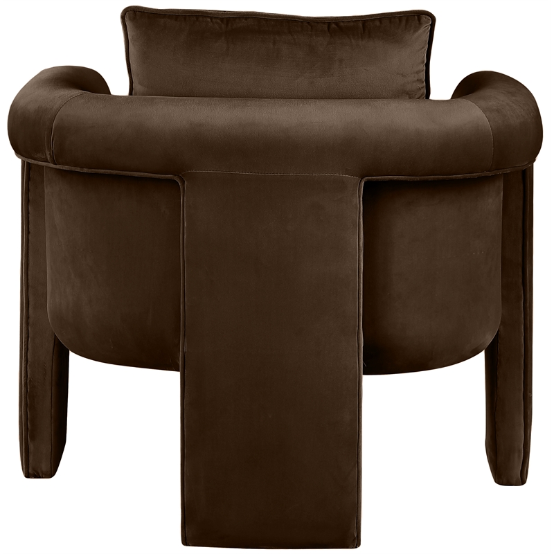 Bowery Hill Contemporary Soft Brown Velvet Accent Chair with Curved Arms