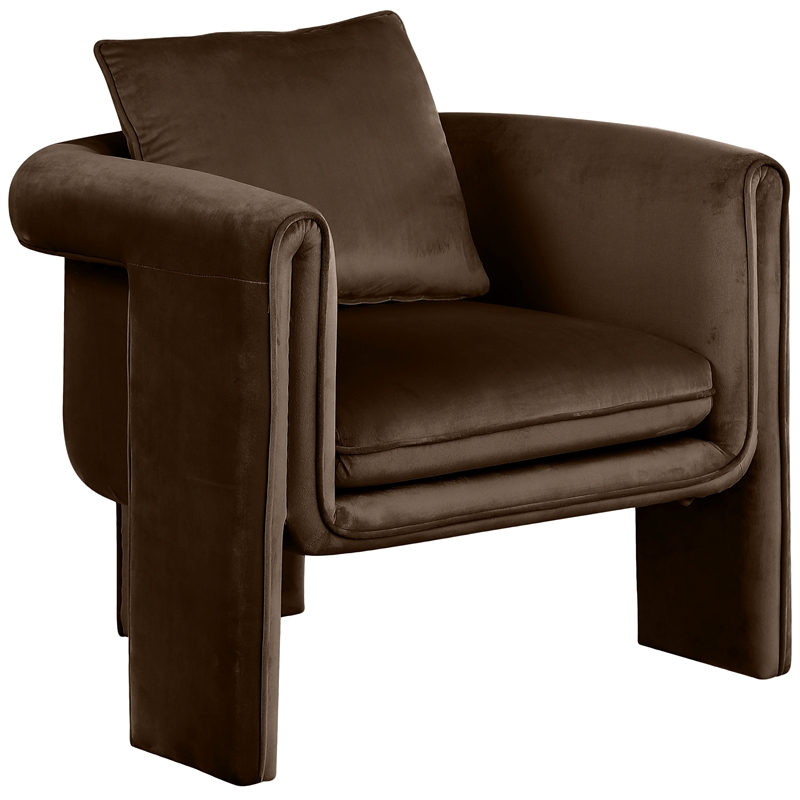 Bowery Hill Contemporary Soft Brown Velvet Accent Chair with Curved Arms