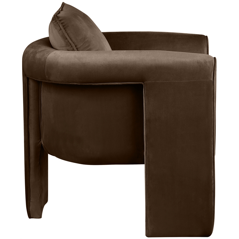 Bowery Hill Contemporary Soft Brown Velvet Accent Chair with Curved Arms