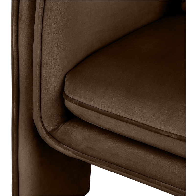 Bowery Hill Contemporary Soft Brown Velvet Accent Chair with Curved Arms