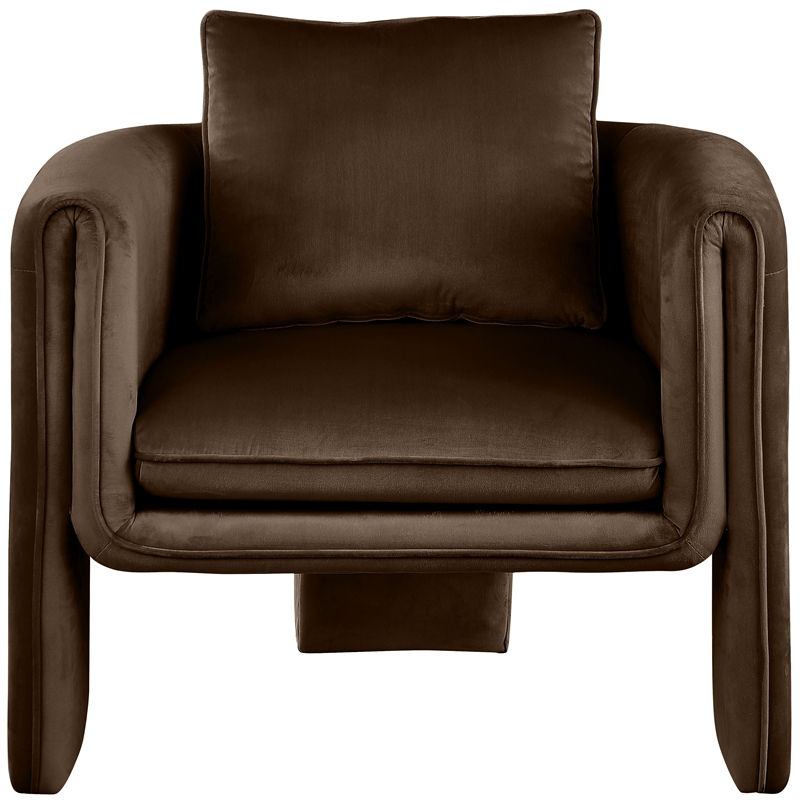 Bowery Hill Contemporary Soft Brown Velvet Accent Chair with Curved Arms