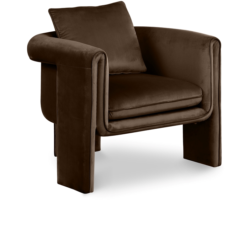 Bowery Hill Contemporary Soft Brown Velvet Accent Chair with Curved Arms