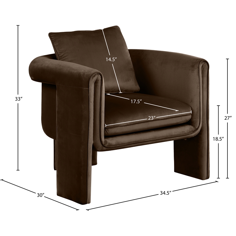 Bowery Hill Contemporary Soft Brown Velvet Accent Chair with Curved Arms