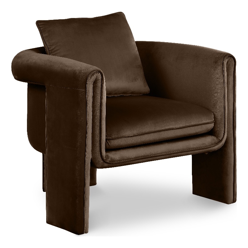 Bowery Hill Contemporary Soft Brown Velvet Accent Chair with Curved Arms