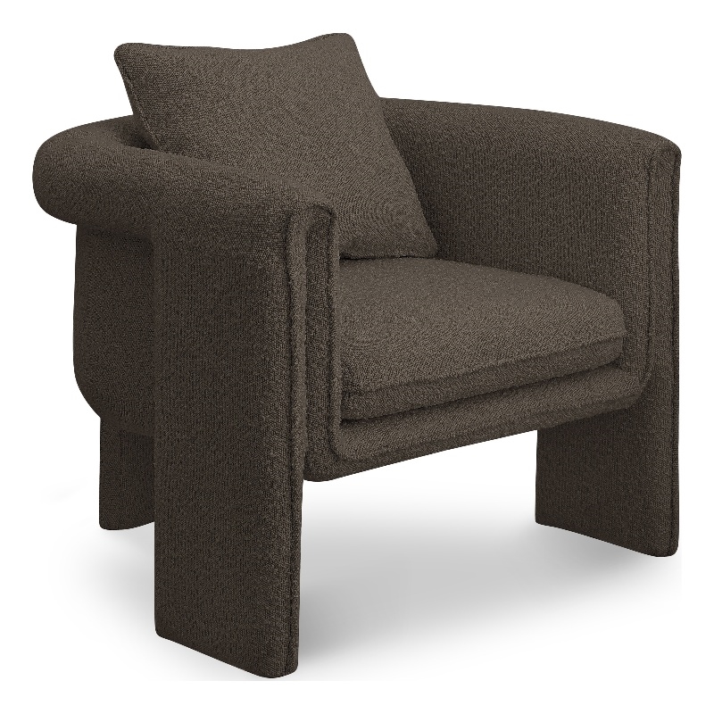 Bowery Hill Contemporary Rich Brown Boucle Fabric Accent Chair