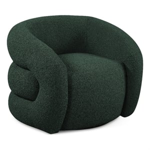 Bowery Hill Contemporary Green Boucle Fabric Swivel Accent Chair