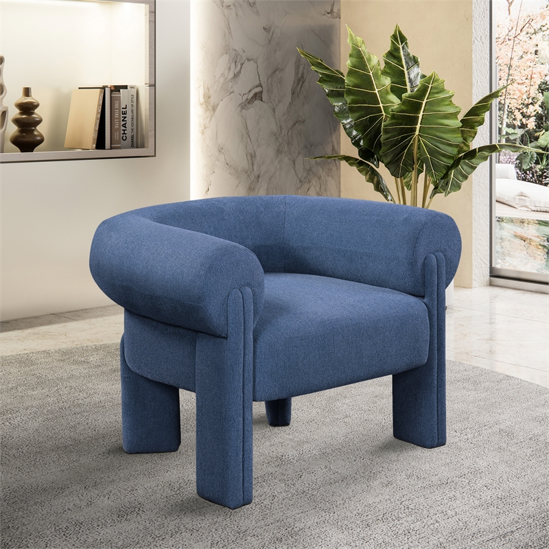 Bowery Hill Contemporary Soft Navy Durable Fabric Accent Chair
