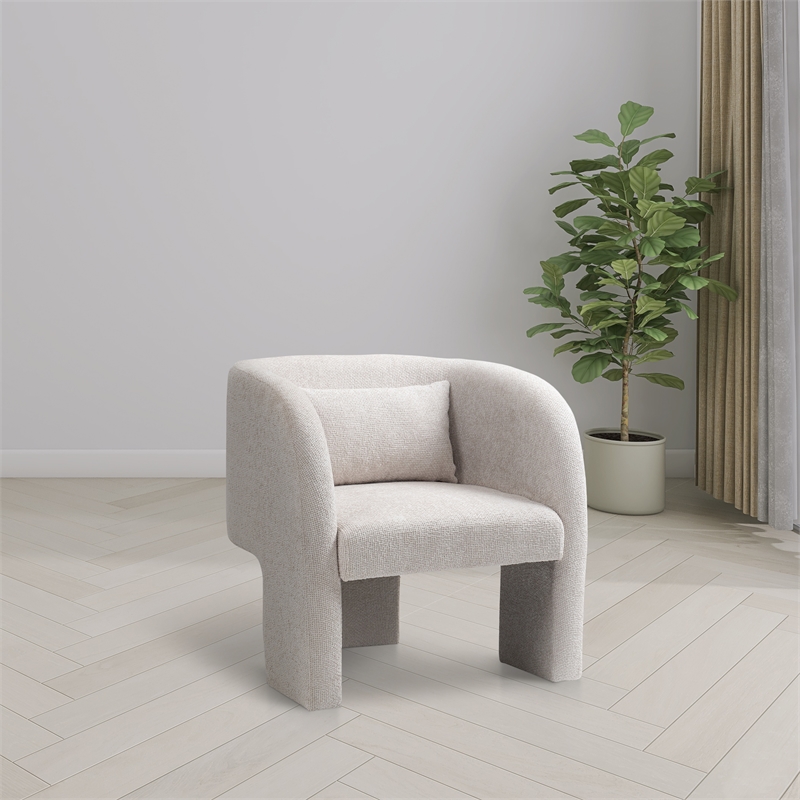 Bowery Hill Contemporary Soft Cream Chenille Fabric Accent Chair