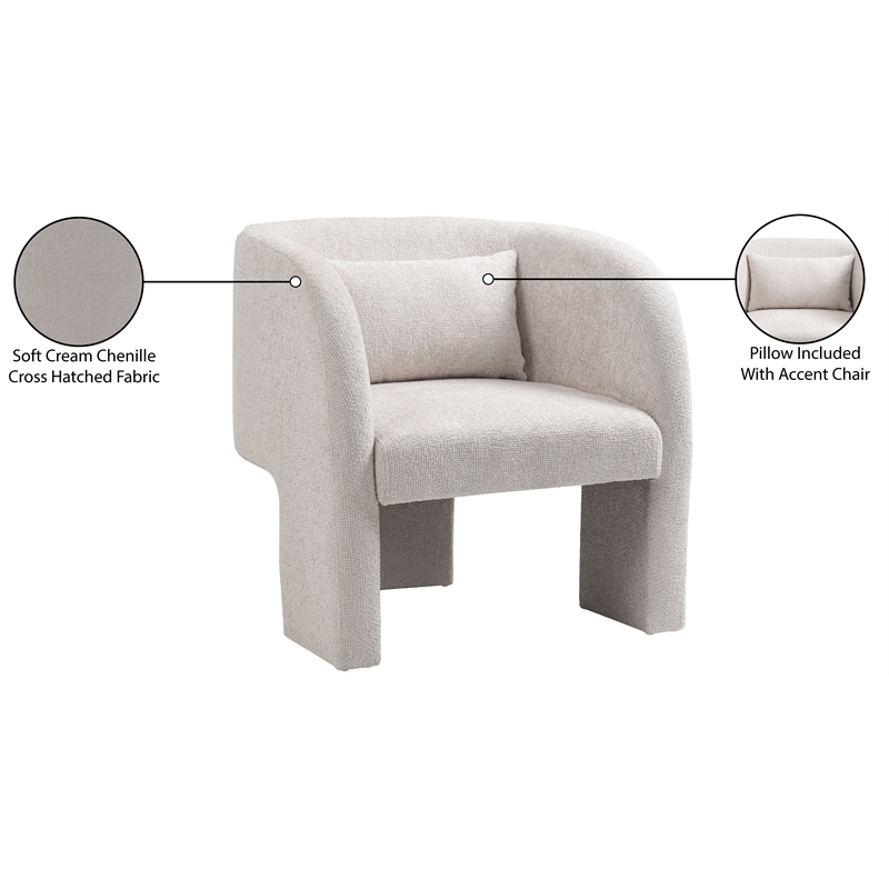 Bowery Hill Contemporary Soft Cream Chenille Fabric Accent Chair