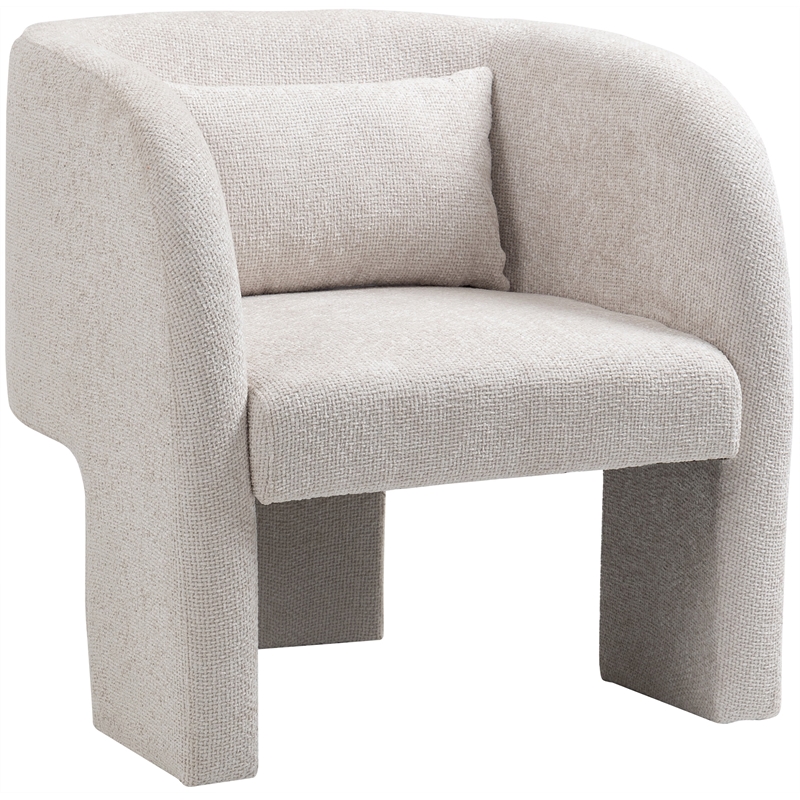 Bowery Hill Contemporary Soft Cream Chenille Fabric Accent Chair