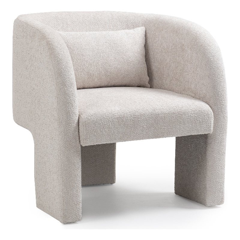 Bowery Hill Contemporary Soft Cream Chenille Fabric Accent Chair