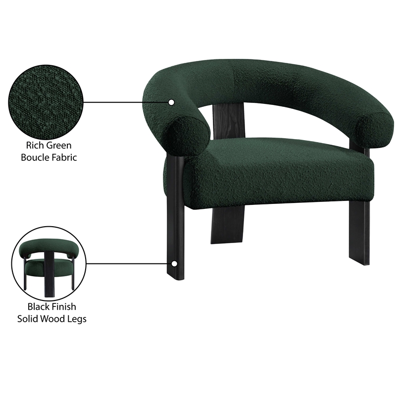 Bowery Hill Contemporary Rich Green Boucle Fabric Accent Chair