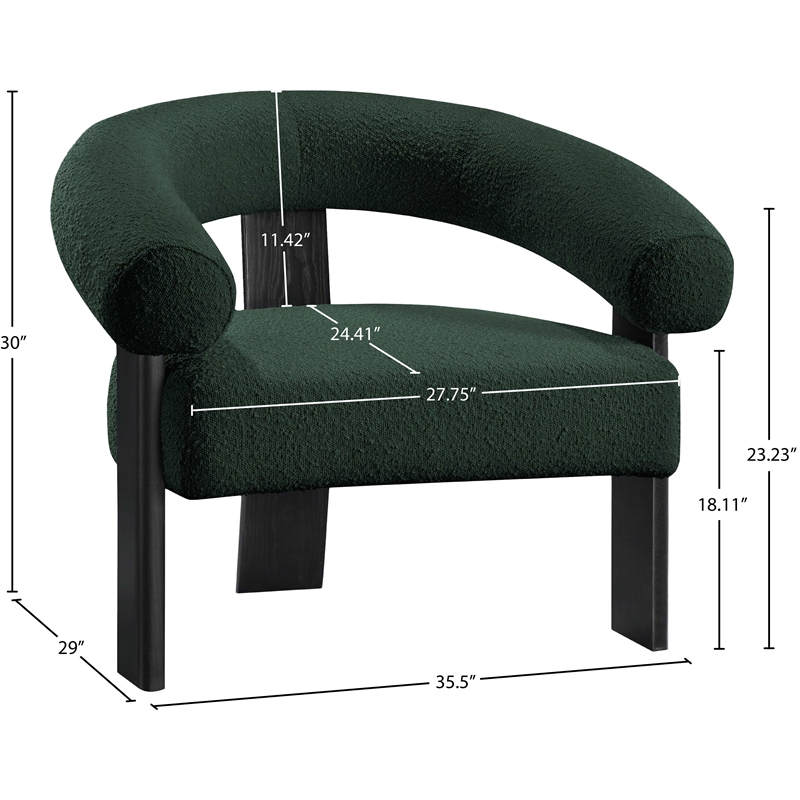 Bowery Hill Contemporary Rich Green Boucle Fabric Accent Chair