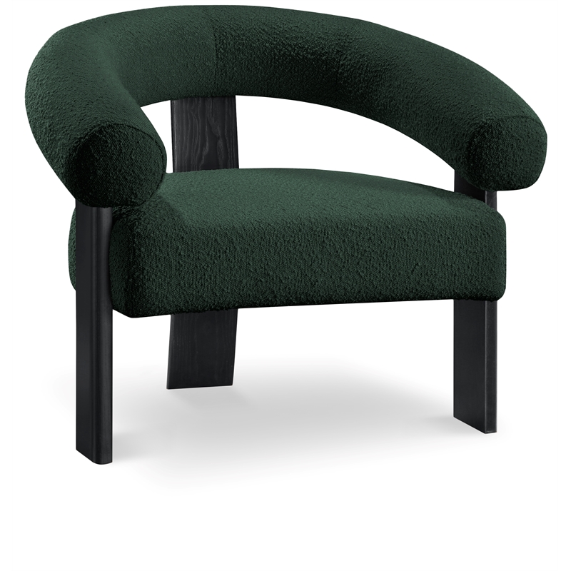 Bowery Hill Contemporary Rich Green Boucle Fabric Accent Chair