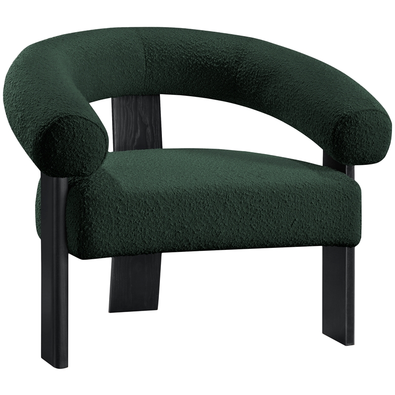Bowery Hill Contemporary Rich Green Boucle Fabric Accent Chair
