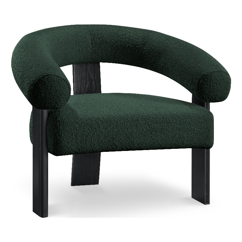 Bowery Hill Contemporary Rich Green Boucle Fabric Accent Chair