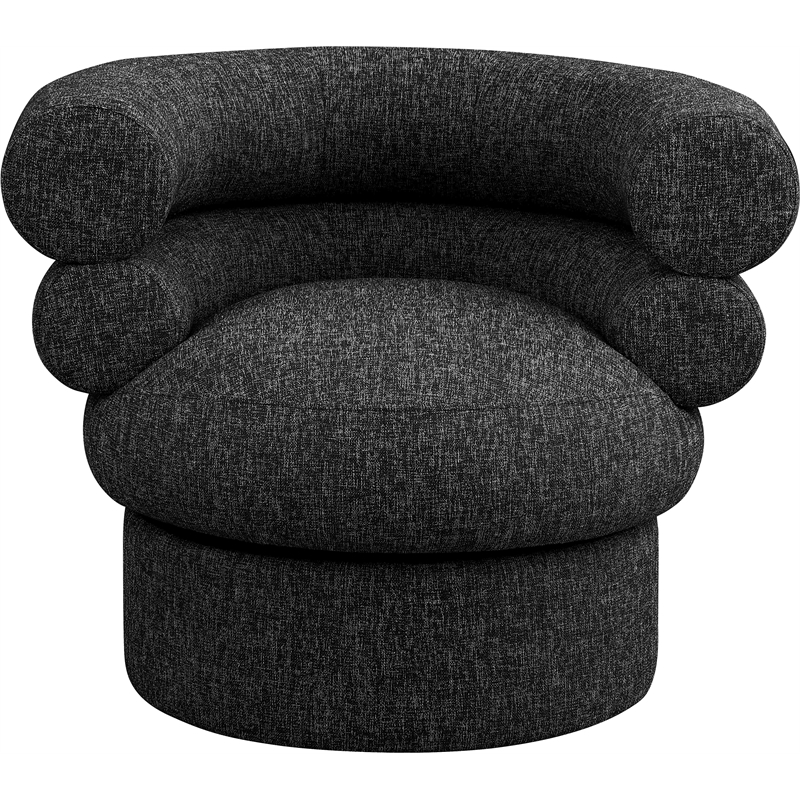 Bowery Hill Upholstered Black Linen Textured Fabric Accent Swivel Chair