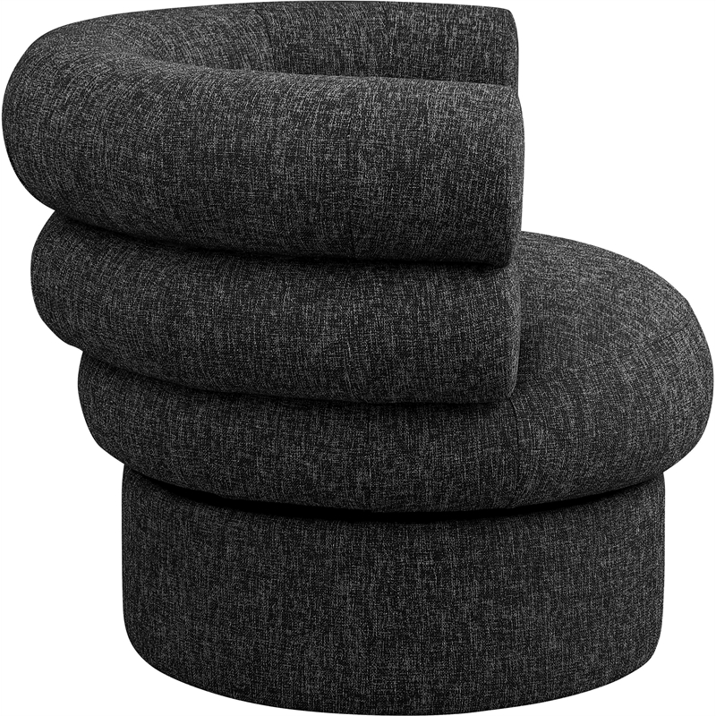 Bowery Hill Upholstered Black Linen Textured Fabric Accent Swivel Chair