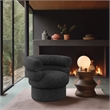 Bowery Hill Upholstered Black Linen Textured Fabric Accent Swivel Chair