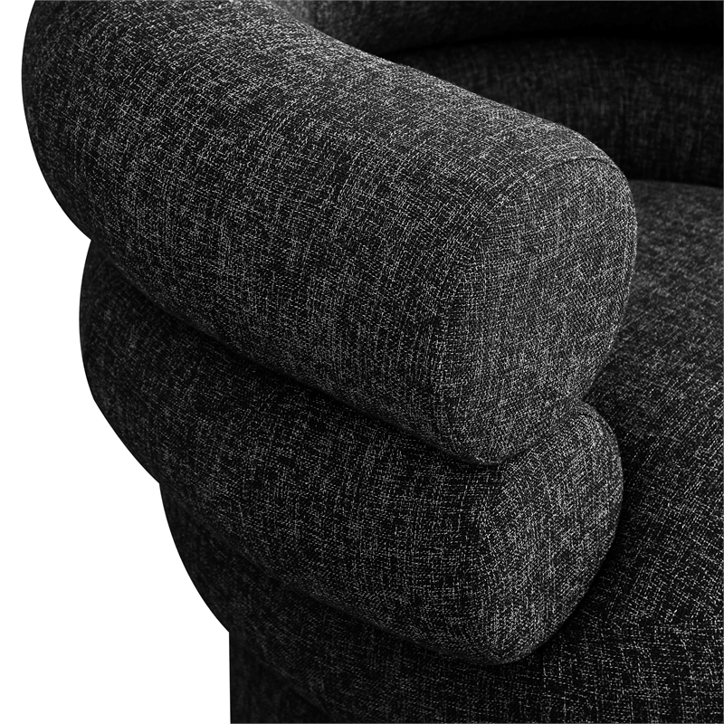 Bowery Hill Upholstered Black Linen Textured Fabric Accent Swivel Chair