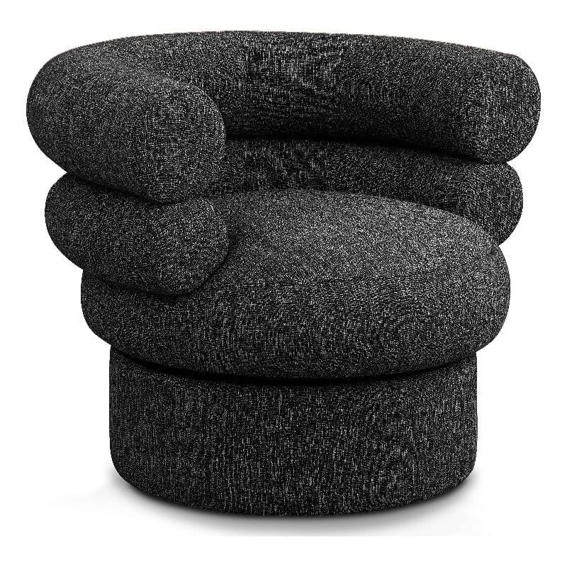 Bowery Hill Upholstered Black Linen Textured Fabric Accent Swivel Chair