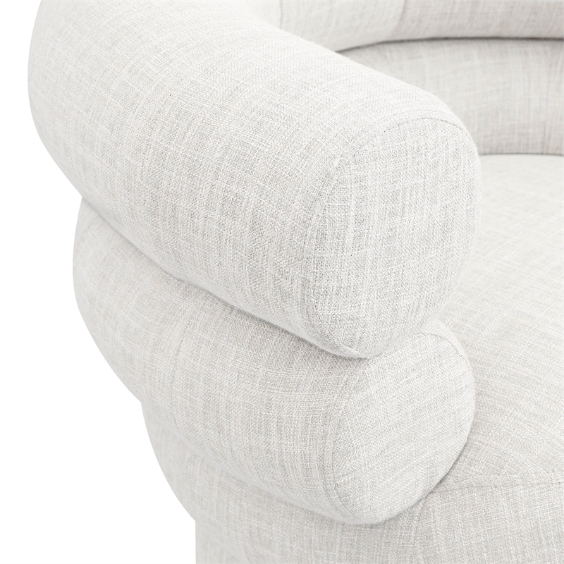 Bowery Hill Upholstered Cream Linen Textured Fabric Accent Swivel Chair