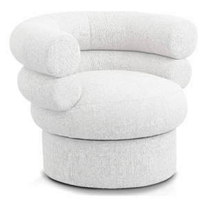 Bowery Hill Upholstered Cream Linen Textured Fabric Accent Swivel Chair