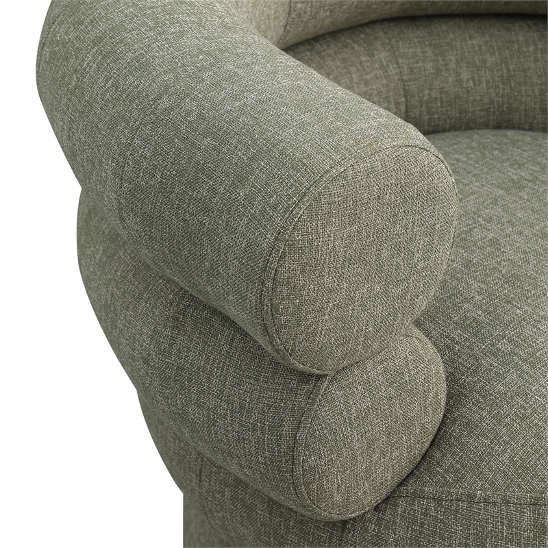 Bowery Hill Upholstered Green Linen Textured Fabric Accent Swivel Chair