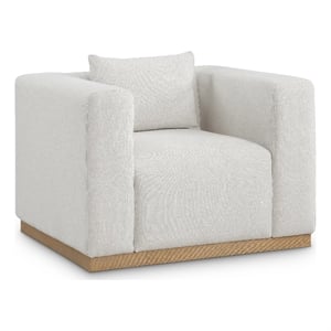 Bowery Hill Contemporary Rich Cream Linen Textured Fabic Chair