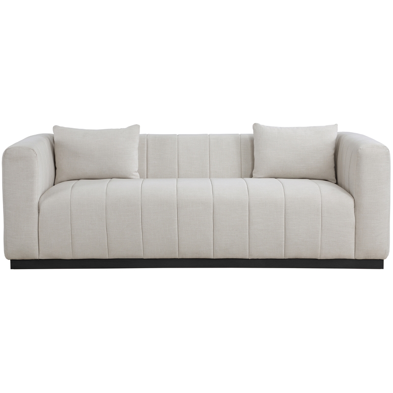 Bowery Hill Contemporary Rich Beige Linen Textured Fabric Sofa