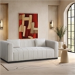Bowery Hill Contemporary Rich Beige Linen Textured Fabric Sofa