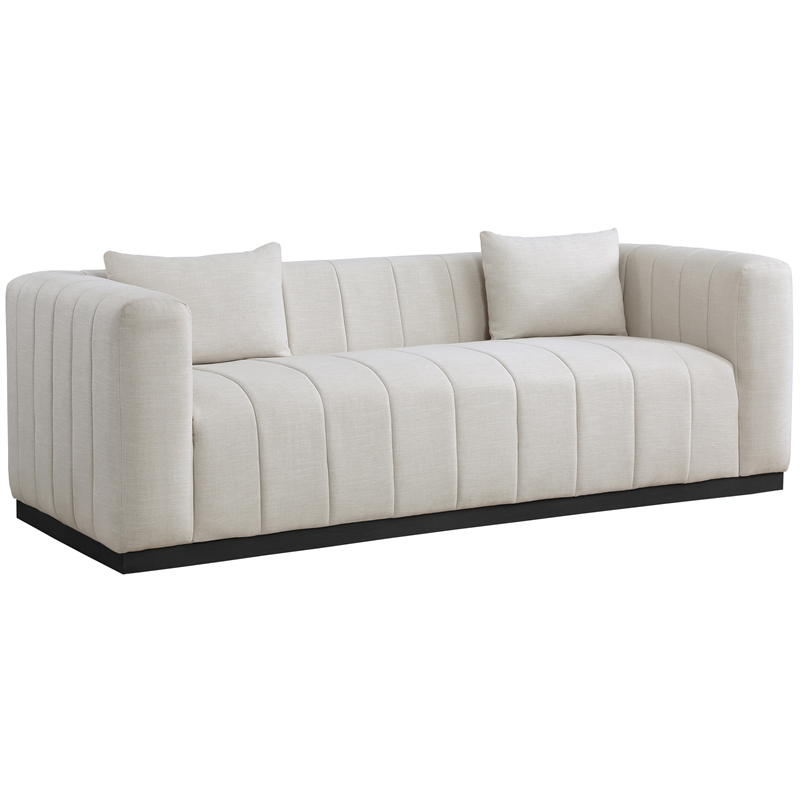 Bowery Hill Contemporary Rich Beige Linen Textured Fabric Sofa