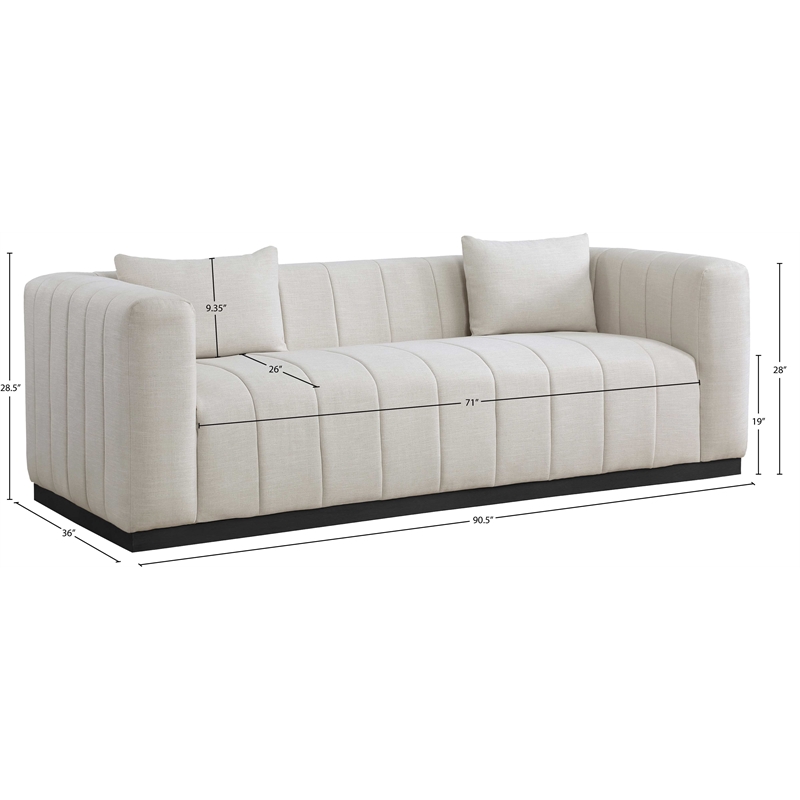 Bowery Hill Contemporary Rich Beige Linen Textured Fabric Sofa