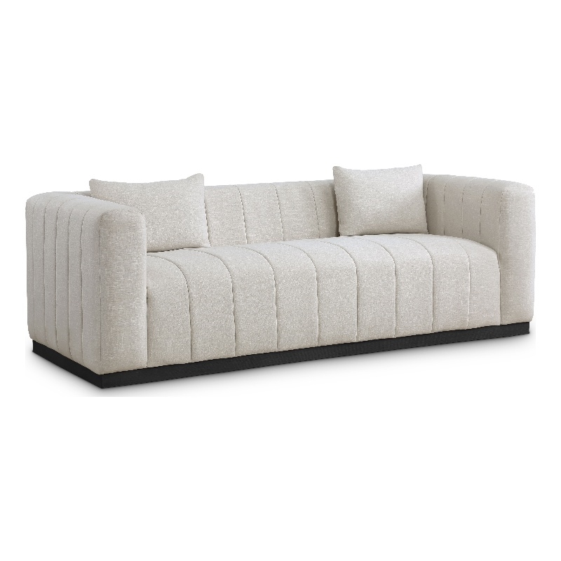 Bowery Hill Contemporary Rich Beige Linen Textured Fabric Sofa