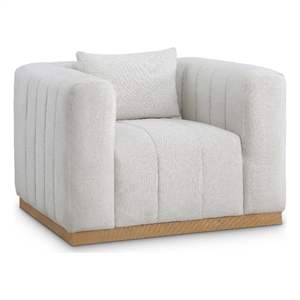 Bowery Hill Contemporary Rich Cream Linen Textured Fabric Chair
