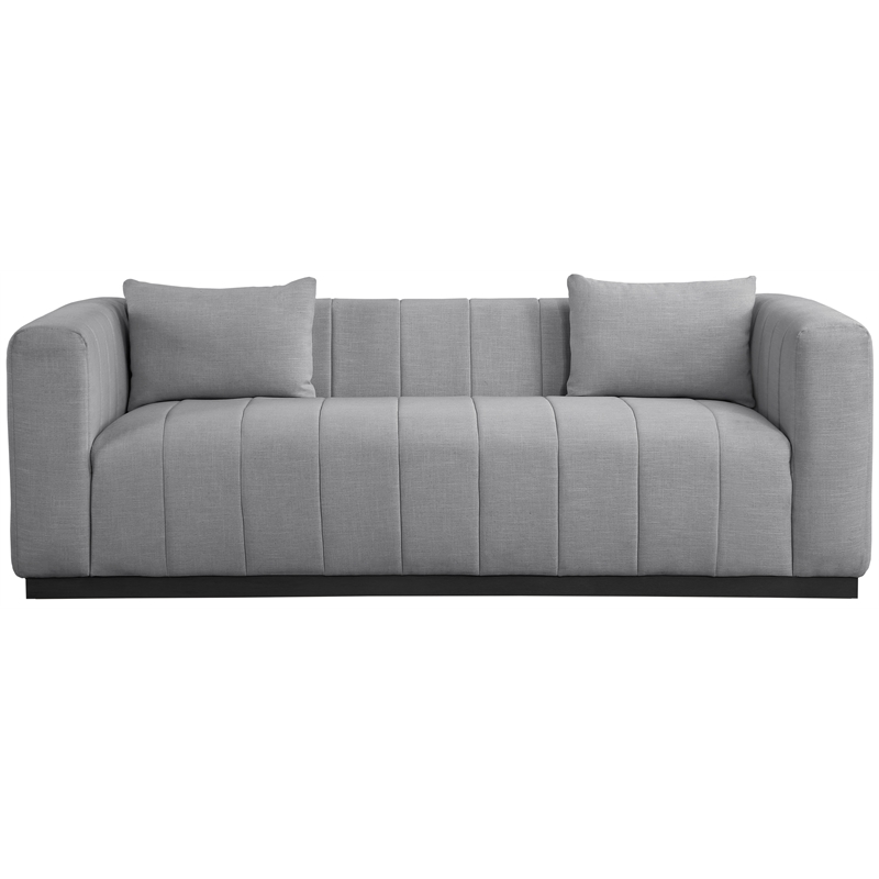 Bowery Hill Contemporary Rich Grey Linen Textured Fabric Sofa
