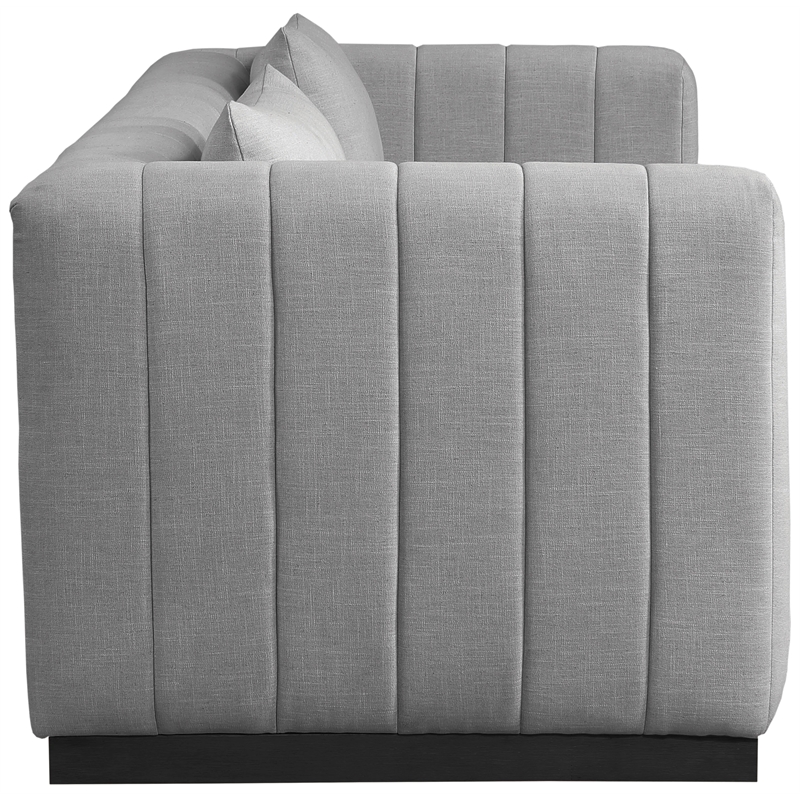 Bowery Hill Contemporary Rich Grey Linen Textured Fabric Sofa