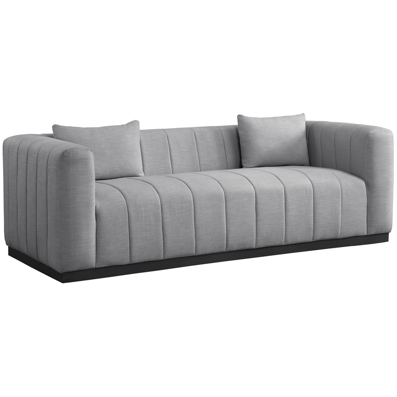 Bowery Hill Contemporary Rich Grey Linen Textured Fabric Sofa