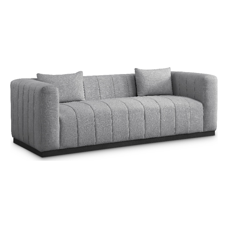 Bowery Hill Contemporary Rich Grey Linen Textured Fabric Sofa