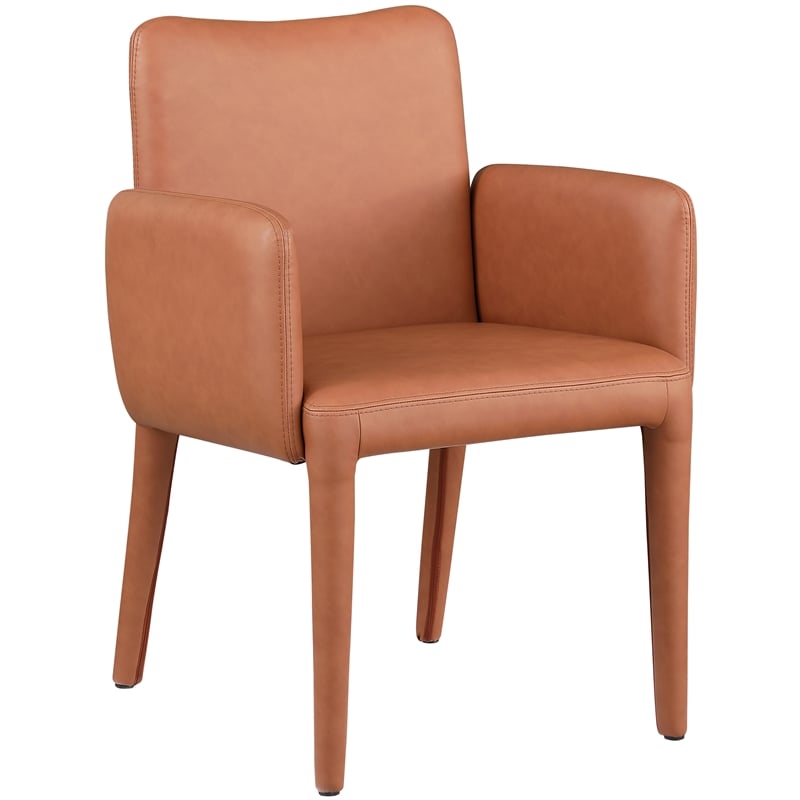 Bowery Hill Contemporary Cognac Vegan Leather Accent/Dining Chair
