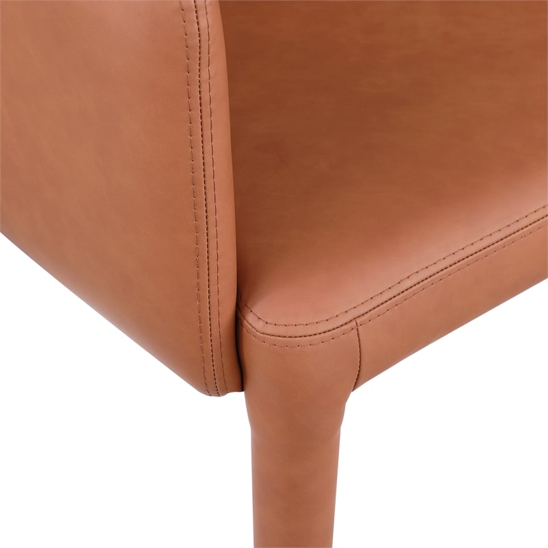 Bowery Hill Contemporary Cognac Vegan Leather Accent/Dining Chair