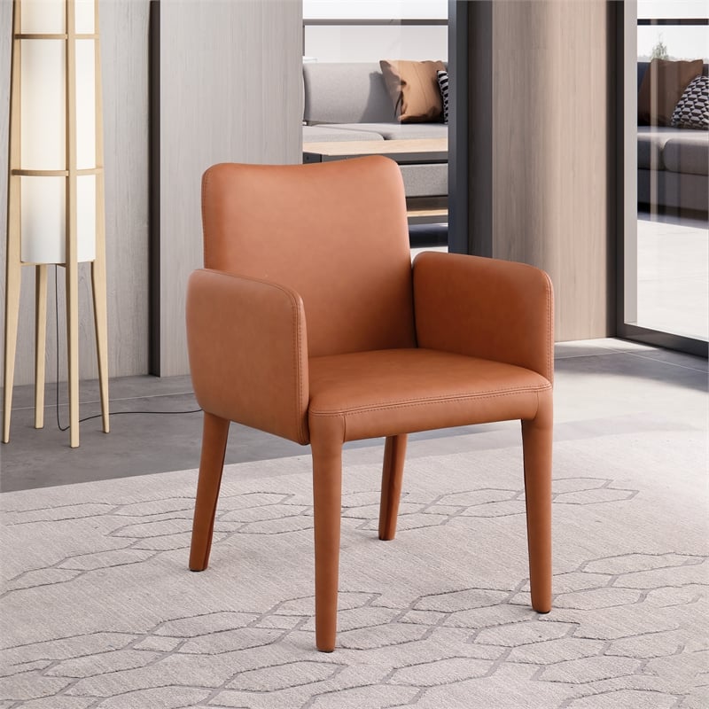 Bowery Hill Contemporary Cognac Vegan Leather Accent/Dining Chair