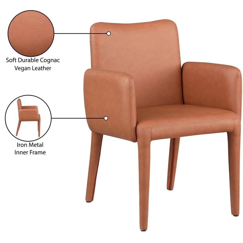 Bowery Hill Contemporary Cognac Vegan Leather Accent/Dining Chair